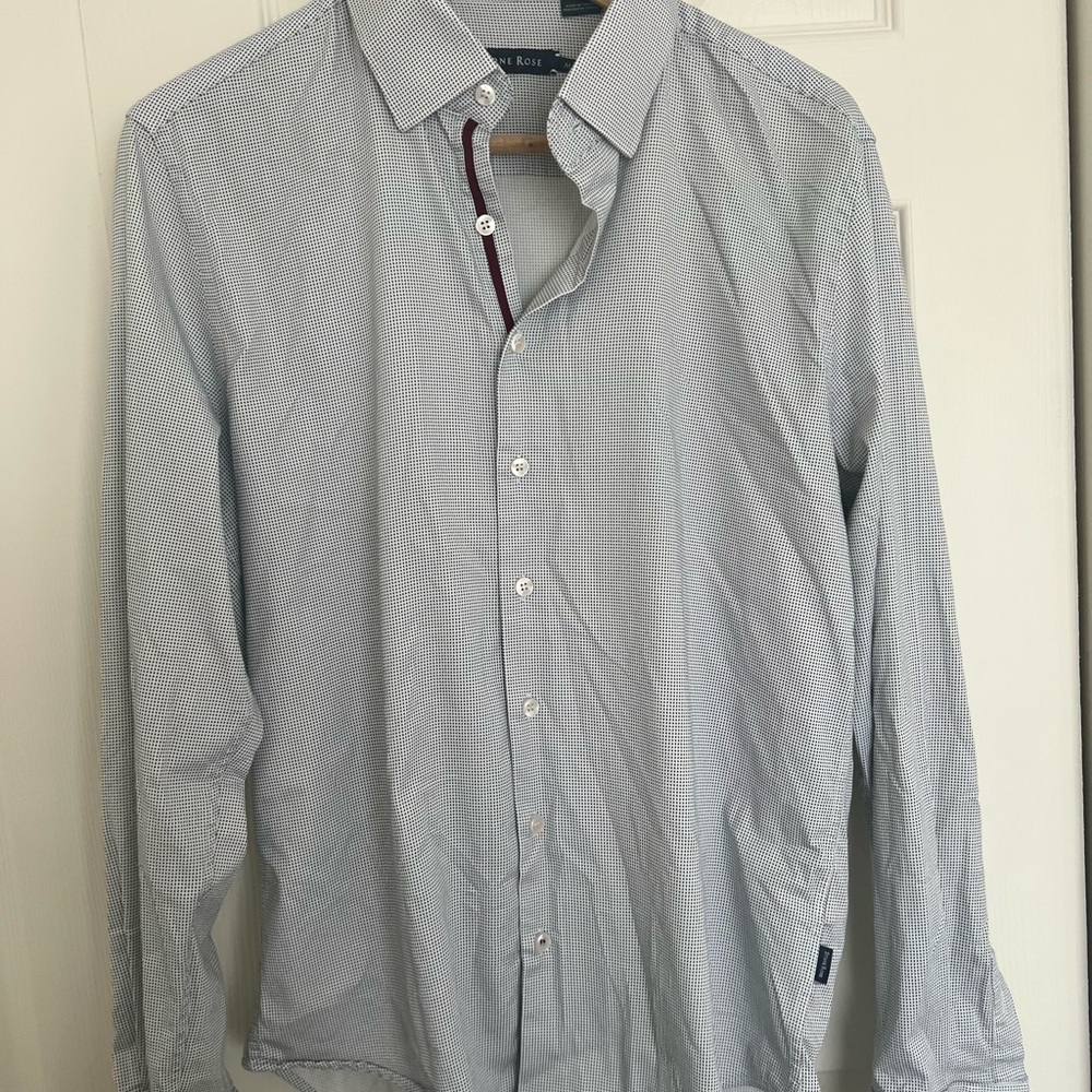 Stone Rose Blue doted Men's stretch Shirt size medium
